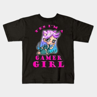 Yes Im A Gamer Girl Sly Pink Kids T-Shirt